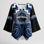Aotearoa Ngati Ruanui Personalised Kimono Sleeve Blouse Maori Iwi Poutama Puhoro Tattoo