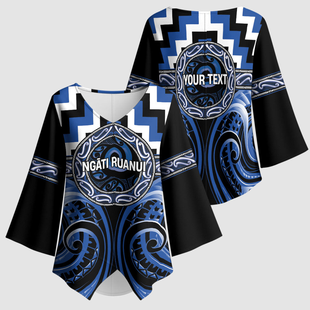 Aotearoa Ngati Ruanui Personalised Kimono Sleeve Blouse Maori Iwi Poutama Puhoro Tattoo