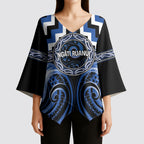 Aotearoa Ngati Ruanui Personalised Kimono Sleeve Blouse Maori Iwi Poutama Puhoro Tattoo
