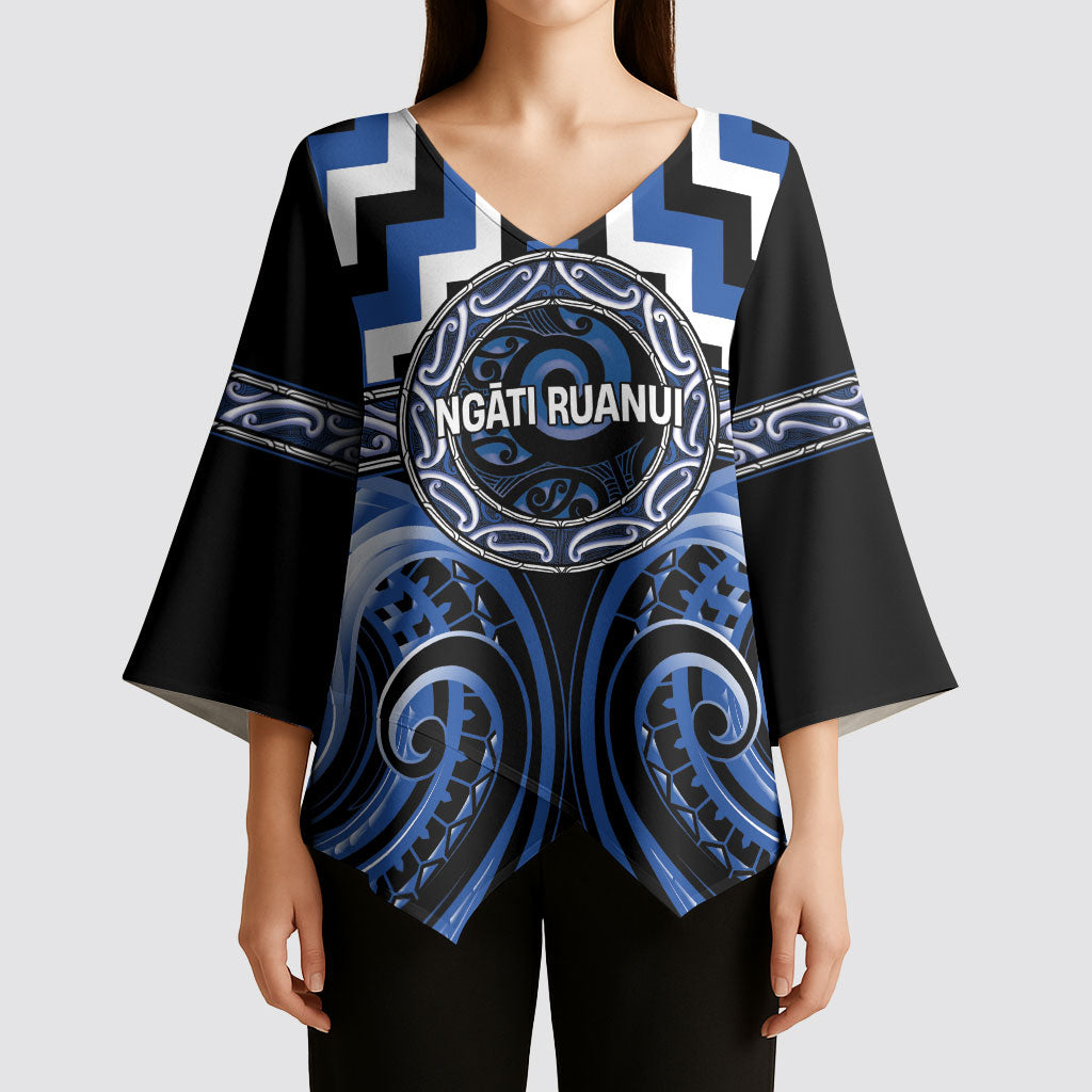 Aotearoa Ngati Ruanui Personalised Kimono Sleeve Blouse Maori Iwi Poutama Puhoro Tattoo