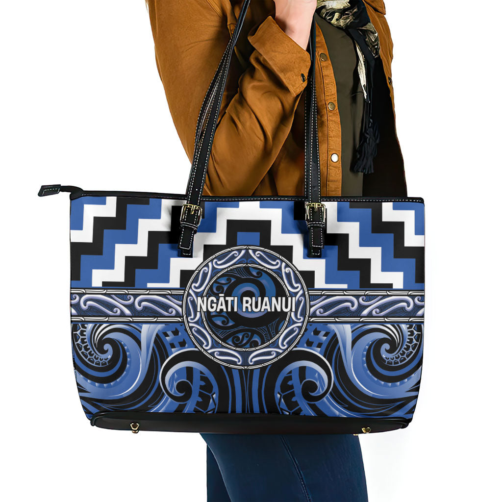 Aotearoa Ngati Ruanui Leather Tote Bag Maori Iwi Poutama Puhoro Tattoo