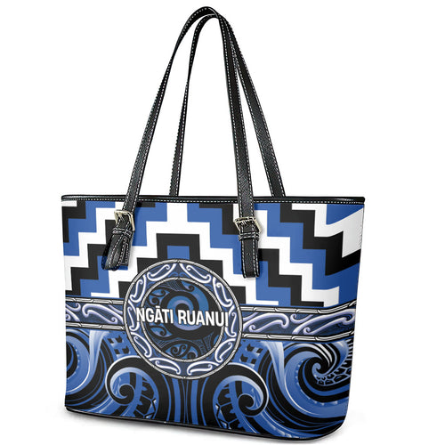 Aotearoa Ngati Ruanui Leather Tote Bag Maori Iwi Poutama Puhoro Tattoo