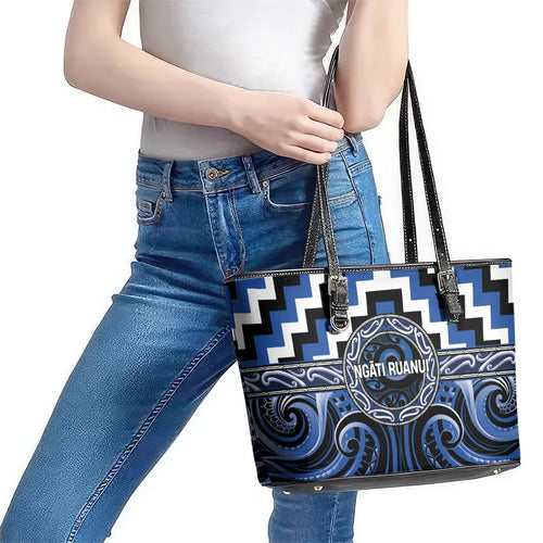 Aotearoa Ngati Ruanui Leather Tote Bag Maori Iwi Poutama Puhoro Tattoo