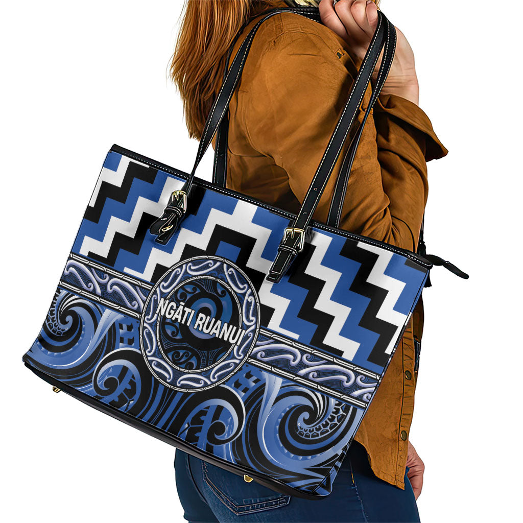 Aotearoa Ngati Ruanui Leather Tote Bag Maori Iwi Poutama Puhoro Tattoo