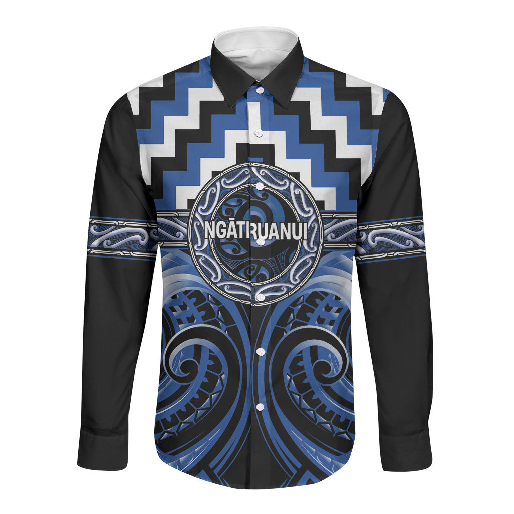 Aotearoa Ngati Ruanui Personalised Long Sleeve Button Shirt Maori Iwi Poutama Puhoro Tattoo