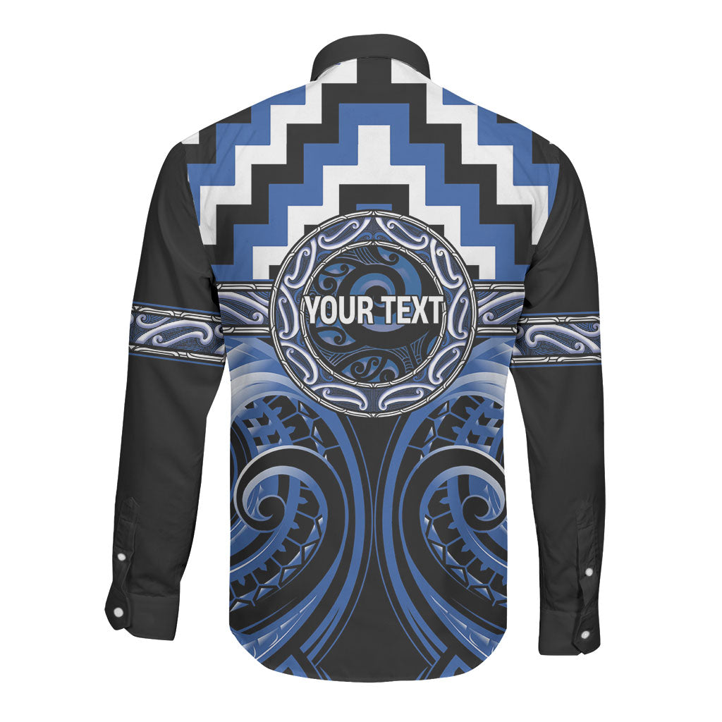 Aotearoa Ngati Ruanui Personalised Long Sleeve Button Shirt Maori Iwi Poutama Puhoro Tattoo