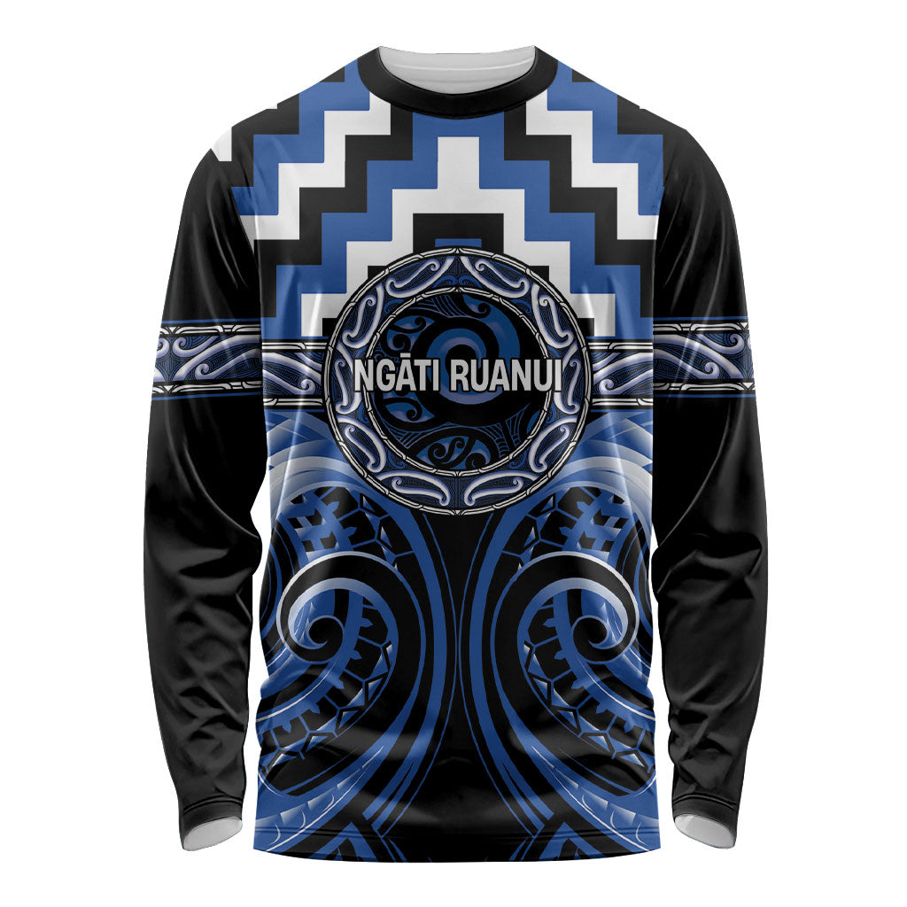 Aotearoa Ngati Ruanui Personalised Long Sleeve Shirt Maori Iwi Poutama Puhoro Tattoo