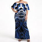 Aotearoa Ngati Ruanui Personalised Off Shoulder Maxi Dress Maori Iwi Poutama Puhoro Tattoo