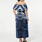 Aotearoa Ngati Ruanui Personalised Off Shoulder Maxi Dress Maori Iwi Poutama Puhoro Tattoo