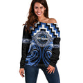 Aotearoa Ngati Ruanui Personalised Off Shoulder Sweater Maori Iwi Poutama Puhoro Tattoo