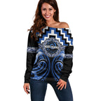 Aotearoa Ngati Ruanui Personalised Off Shoulder Sweater Maori Iwi Poutama Puhoro Tattoo