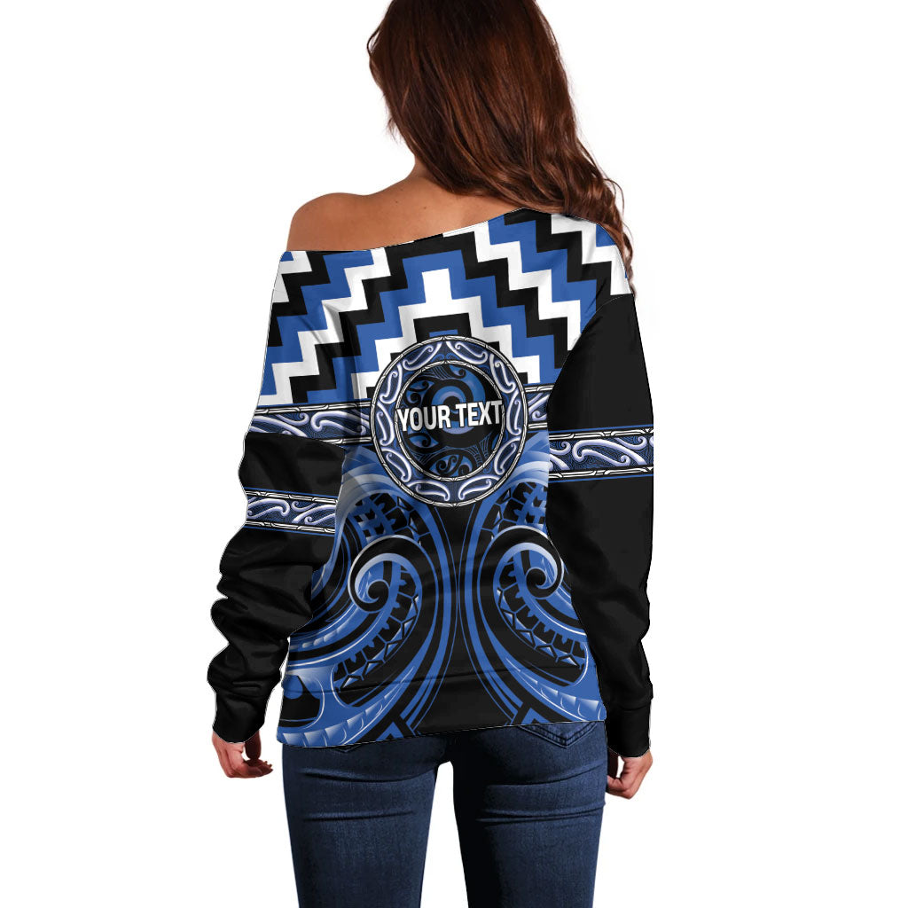 Aotearoa Ngati Ruanui Personalised Off Shoulder Sweater Maori Iwi Poutama Puhoro Tattoo