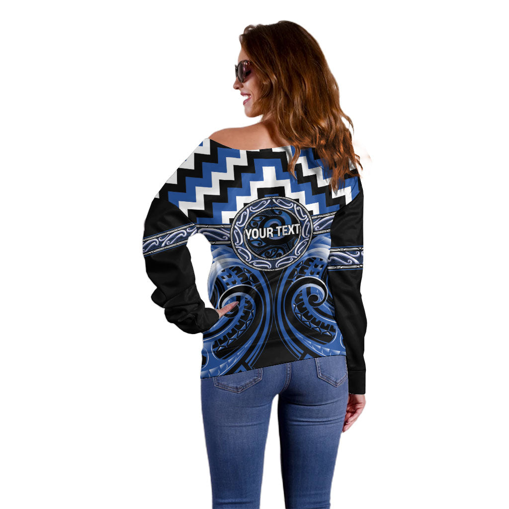 Aotearoa Ngati Ruanui Personalised Off Shoulder Sweater Maori Iwi Poutama Puhoro Tattoo