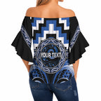 Aotearoa Ngati Ruanui Personalised Off Shoulder Wrap Waist Top Maori Iwi Poutama Puhoro Tattoo