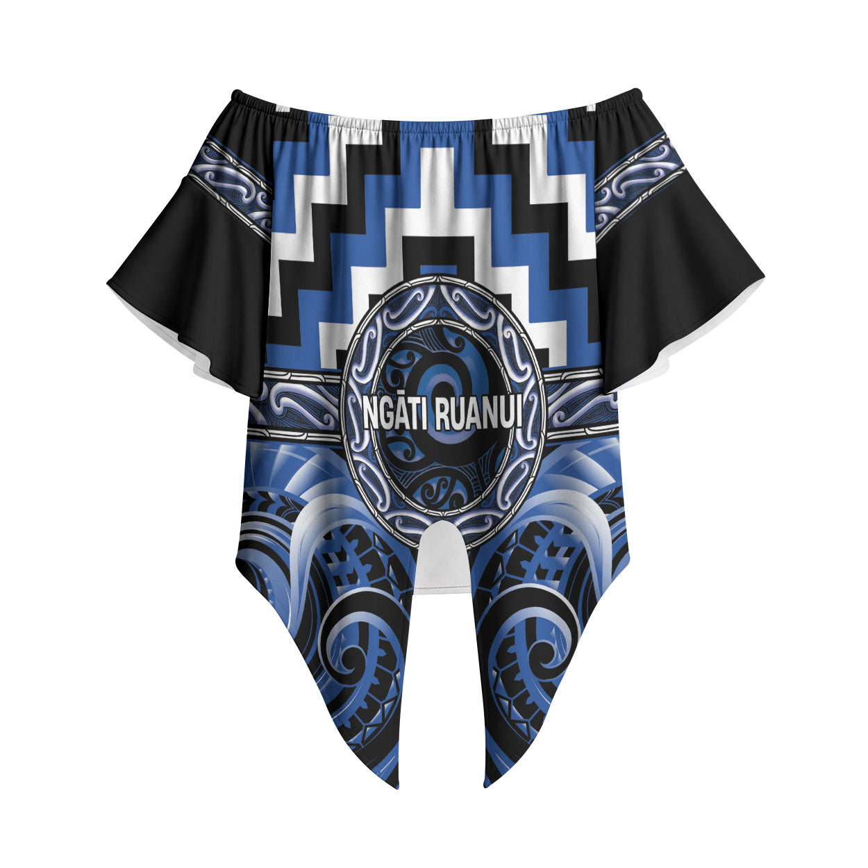 Aotearoa Ngati Ruanui Personalised Off Shoulder Wrap Waist Top Maori Iwi Poutama Puhoro Tattoo
