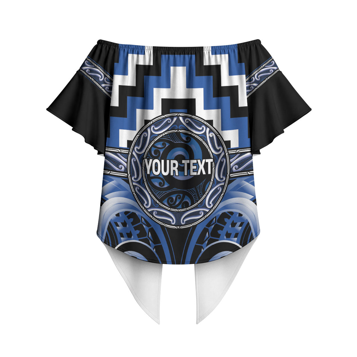 Aotearoa Ngati Ruanui Personalised Off Shoulder Wrap Waist Top Maori Iwi Poutama Puhoro Tattoo
