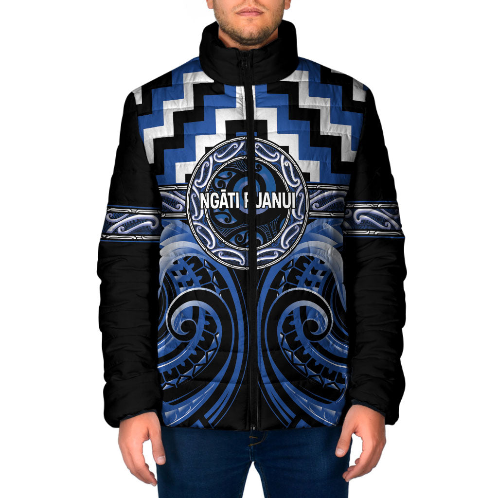 Aotearoa Ngati Ruanui Personalised Padded Jacket Maori Iwi Poutama Puhoro Tattoo