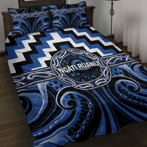 Aotearoa Ngati Ruanui Quilt Bed Set Maori Iwi Poutama Puhoro Tattoo