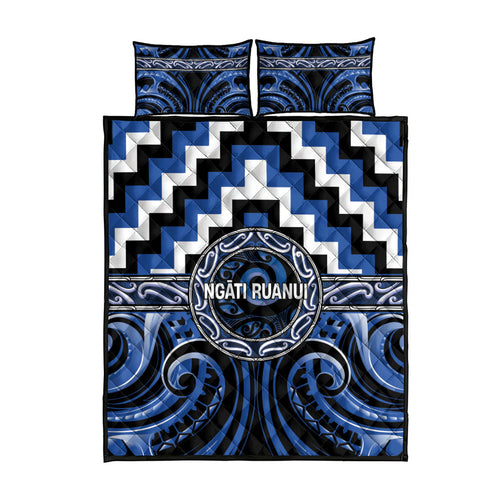 Aotearoa Ngati Ruanui Quilt Bed Set Maori Iwi Poutama Puhoro Tattoo