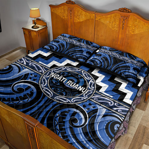 Aotearoa Ngati Ruanui Quilt Bed Set Maori Iwi Poutama Puhoro Tattoo