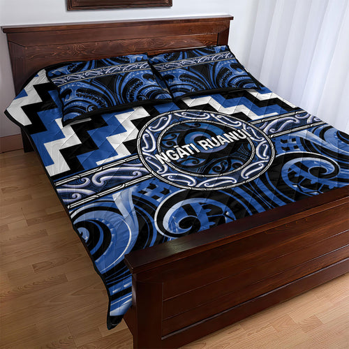 Aotearoa Ngati Ruanui Quilt Bed Set Maori Iwi Poutama Puhoro Tattoo