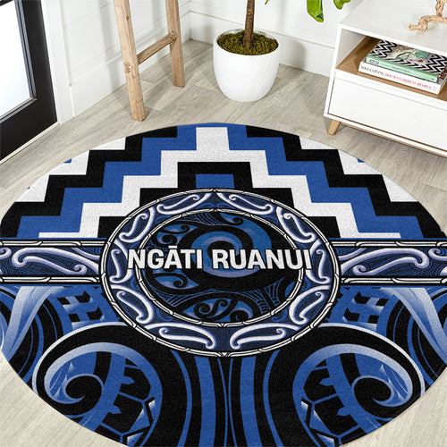 Aotearoa Ngati Ruanui Round Carpet Maori Iwi Poutama Puhoro Tattoo