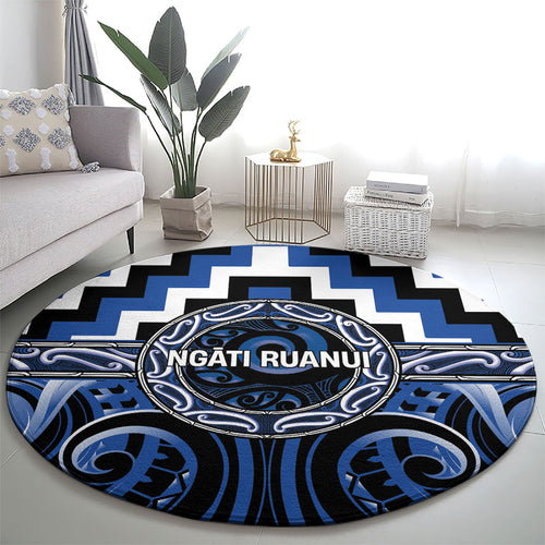 Aotearoa Ngati Ruanui Round Carpet Maori Iwi Poutama Puhoro Tattoo