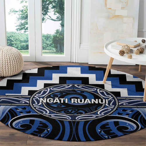 Aotearoa Ngati Ruanui Round Carpet Maori Iwi Poutama Puhoro Tattoo