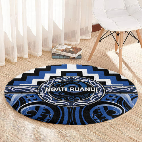 Aotearoa Ngati Ruanui Round Carpet Maori Iwi Poutama Puhoro Tattoo