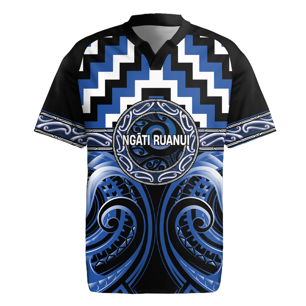 Aotearoa Ngati Ruanui Personalised Rugby Jersey Maori Iwi Poutama Puhoro Tattoo