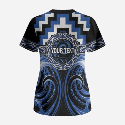 Aotearoa Ngati Ruanui Personalised Scrub Top Maori Iwi Poutama Puhoro Tattoo