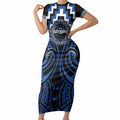 Aotearoa Ngati Ruanui Personalised Short Sleeve Bodycon Dress Maori Iwi Poutama Puhoro Tattoo