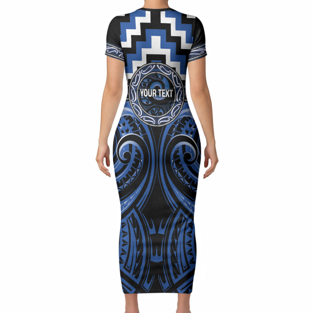 Aotearoa Ngati Ruanui Personalised Short Sleeve Bodycon Dress Maori Iwi Poutama Puhoro Tattoo