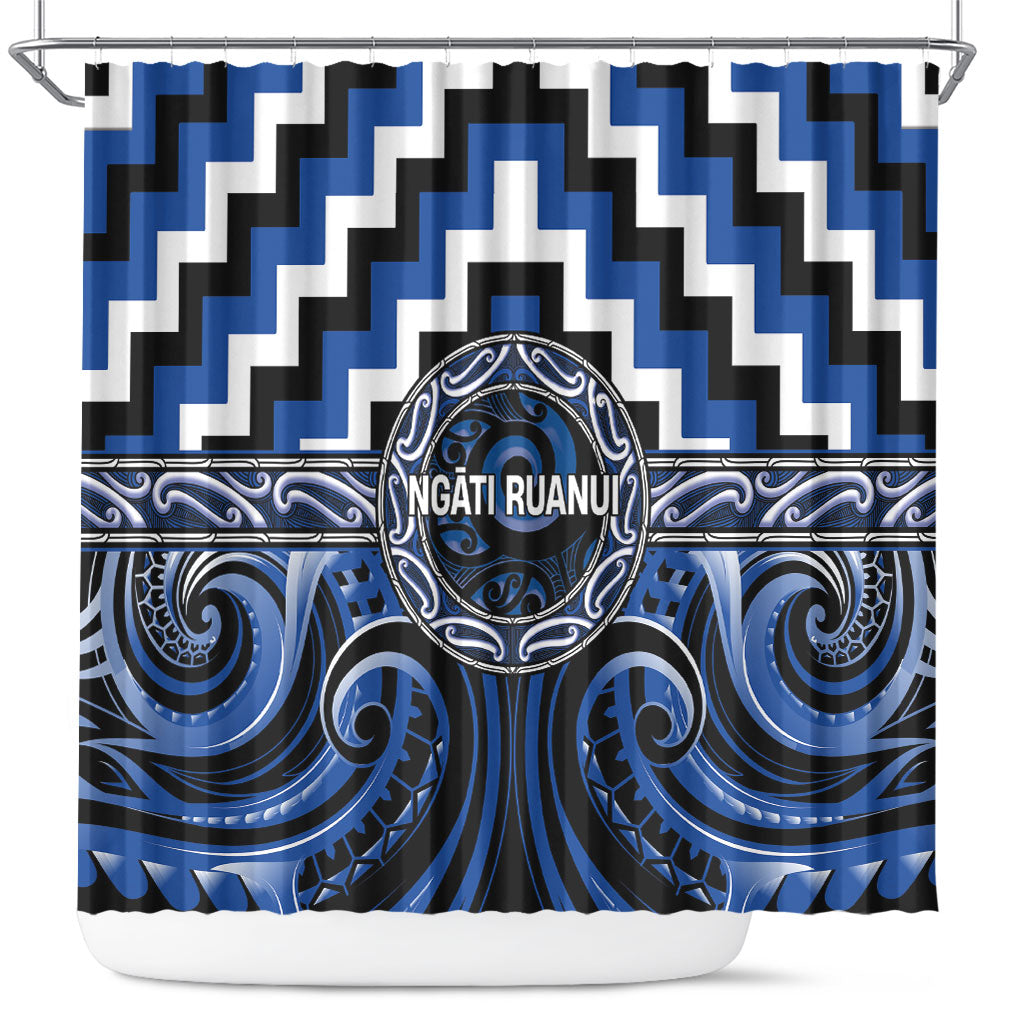 Aotearoa Ngati Ruanui Shower Curtain Maori Iwi Poutama Puhoro Tattoo