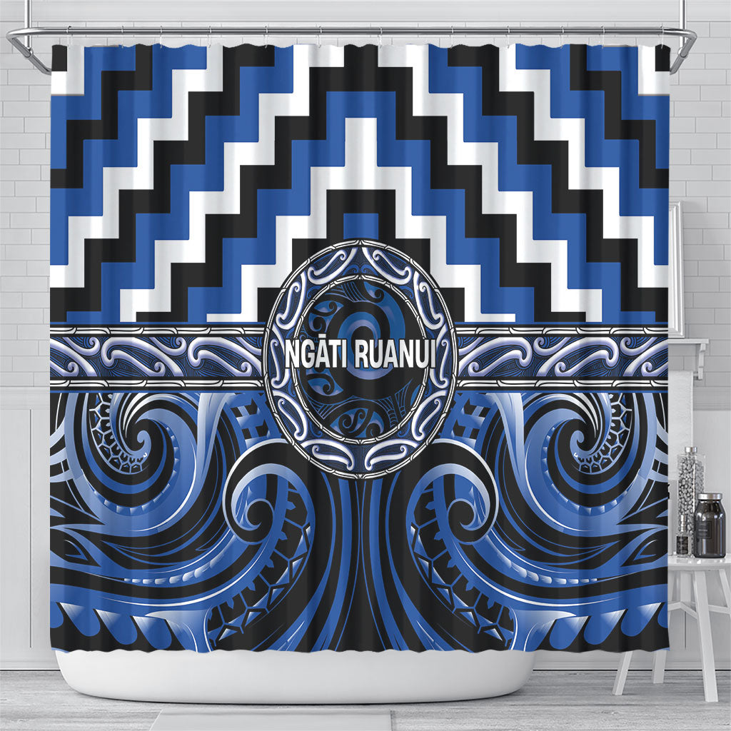 Aotearoa Ngati Ruanui Shower Curtain Maori Iwi Poutama Puhoro Tattoo