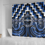 Aotearoa Ngati Ruanui Shower Curtain Maori Iwi Poutama Puhoro Tattoo