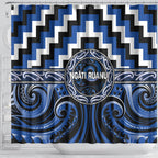 Aotearoa Ngati Ruanui Shower Curtain Maori Iwi Poutama Puhoro Tattoo