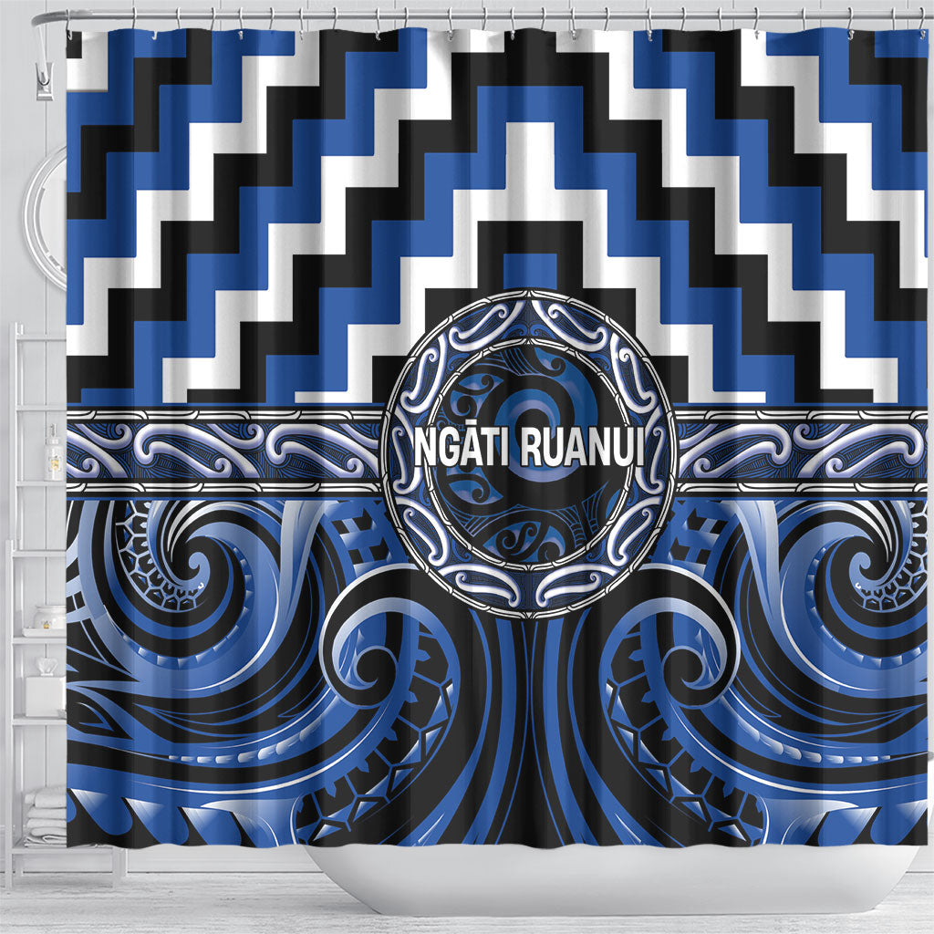 Aotearoa Ngati Ruanui Shower Curtain Maori Iwi Poutama Puhoro Tattoo