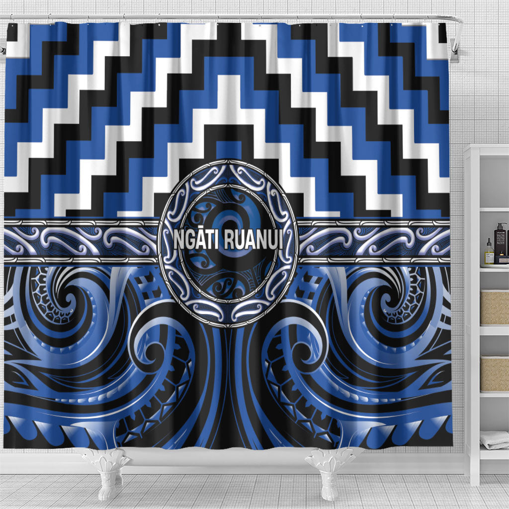 Aotearoa Ngati Ruanui Shower Curtain Maori Iwi Poutama Puhoro Tattoo