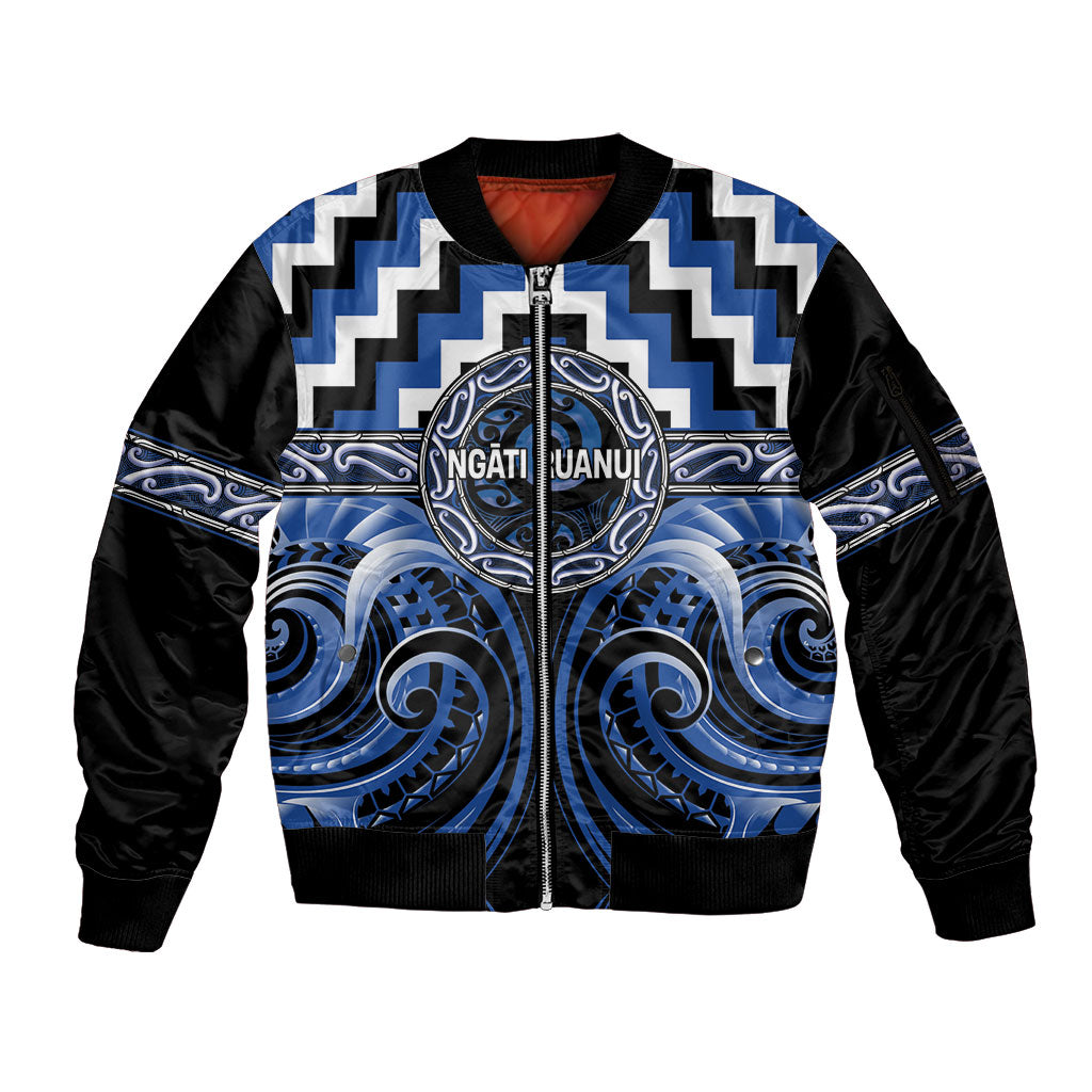 Aotearoa Ngati Ruanui Personalised Sleeve Zip Bomber Jacket Maori Iwi Poutama Puhoro Tattoo