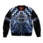 Aotearoa Ngati Ruanui Personalised Sleeve Zip Bomber Jacket Maori Iwi Poutama Puhoro Tattoo