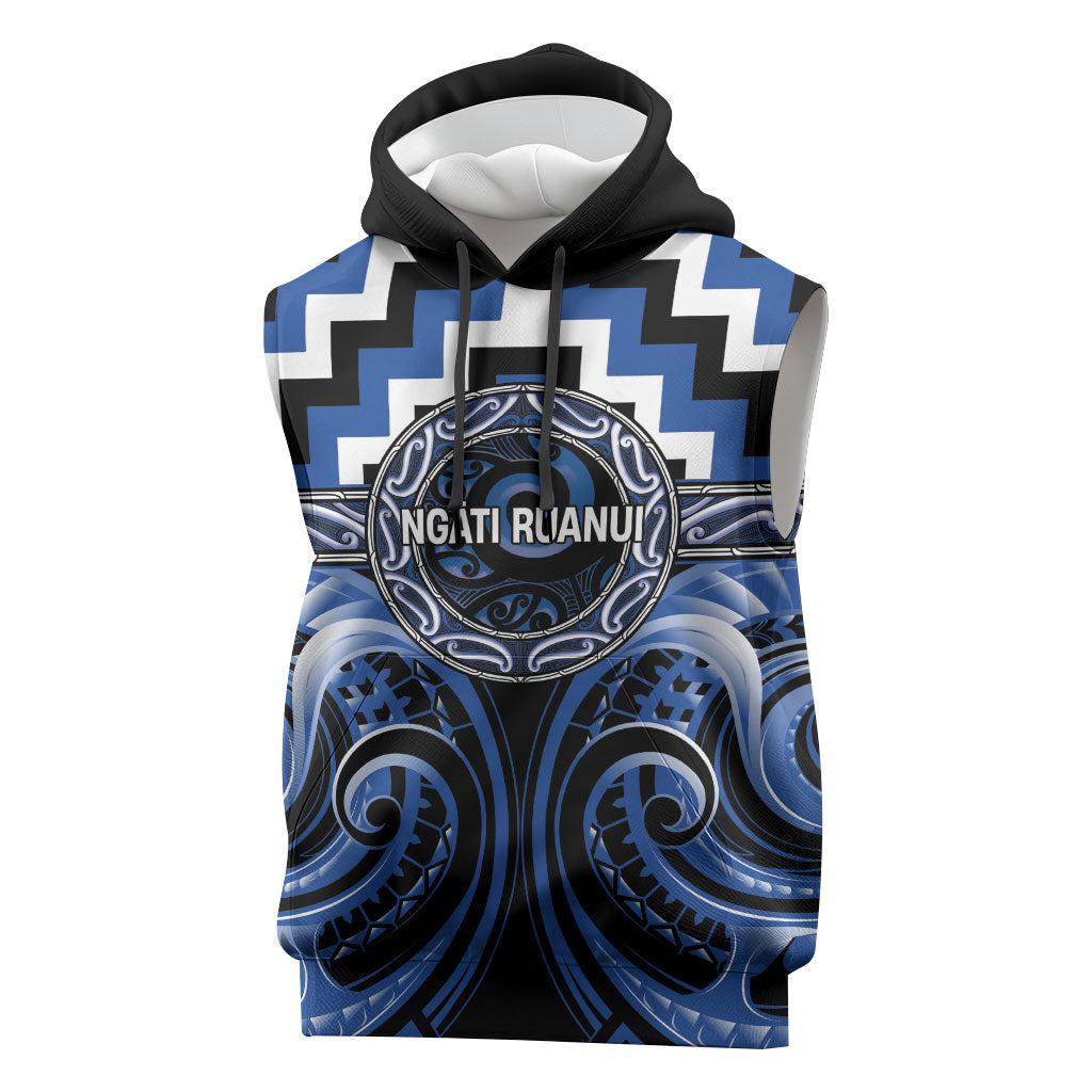 Aotearoa Ngati Ruanui Personalised Sleeveless Hoodie Maori Iwi Poutama Puhoro Tattoo