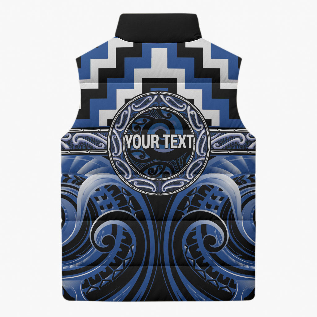 Aotearoa Ngati Ruanui Personalised Sleeveless Puffer Jacket Maori Iwi Poutama Puhoro Tattoo