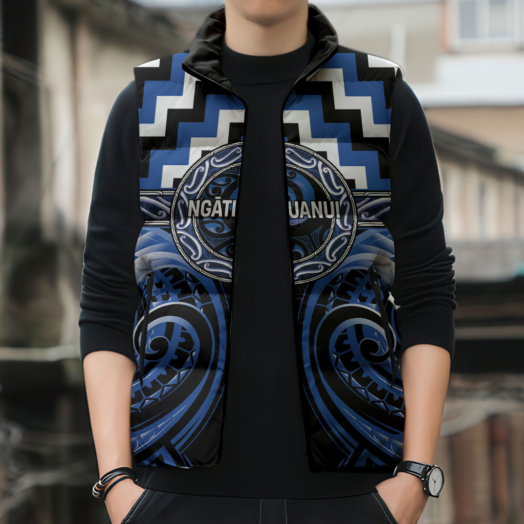 Aotearoa Ngati Ruanui Personalised Sleeveless Puffer Jacket Maori Iwi Poutama Puhoro Tattoo