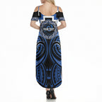 Aotearoa Ngati Ruanui Personalised Summer Maxi Dress Maori Iwi Poutama Puhoro Tattoo
