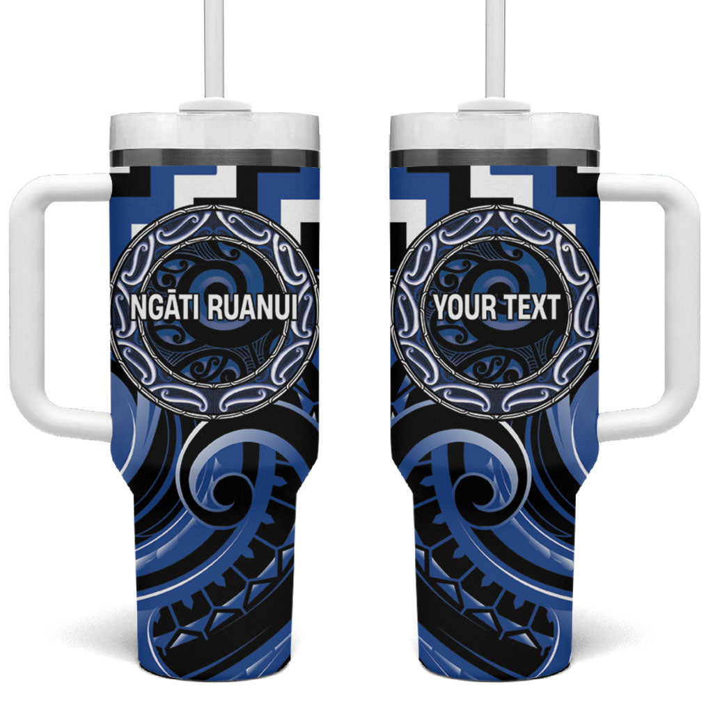 Aotearoa Ngati Ruanui Personalised Tumbler With Handle Maori Iwi Poutama Puhoro Tattoo