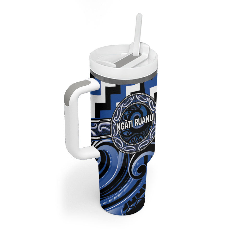 Aotearoa Ngati Ruanui Personalised Tumbler With Handle Maori Iwi Poutama Puhoro Tattoo