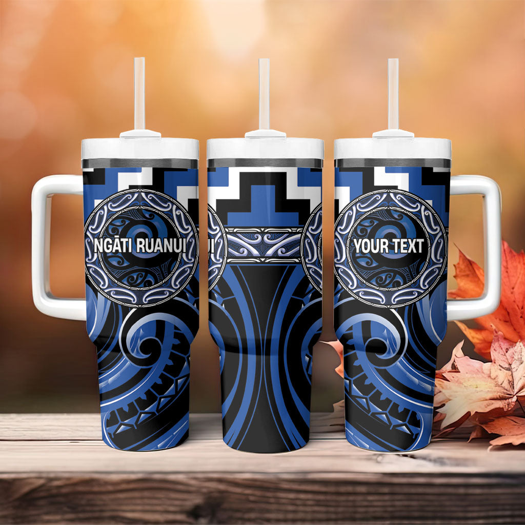 Aotearoa Ngati Ruanui Personalised Tumbler With Handle Maori Iwi Poutama Puhoro Tattoo