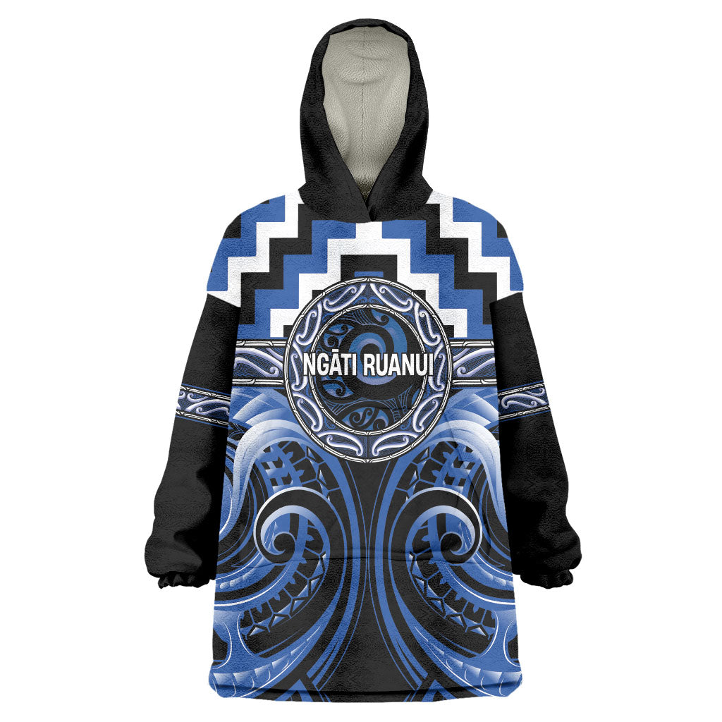 Aotearoa Ngati Ruanui Personalised Wearable Blanket Hoodie Maori Iwi Poutama Puhoro Tattoo