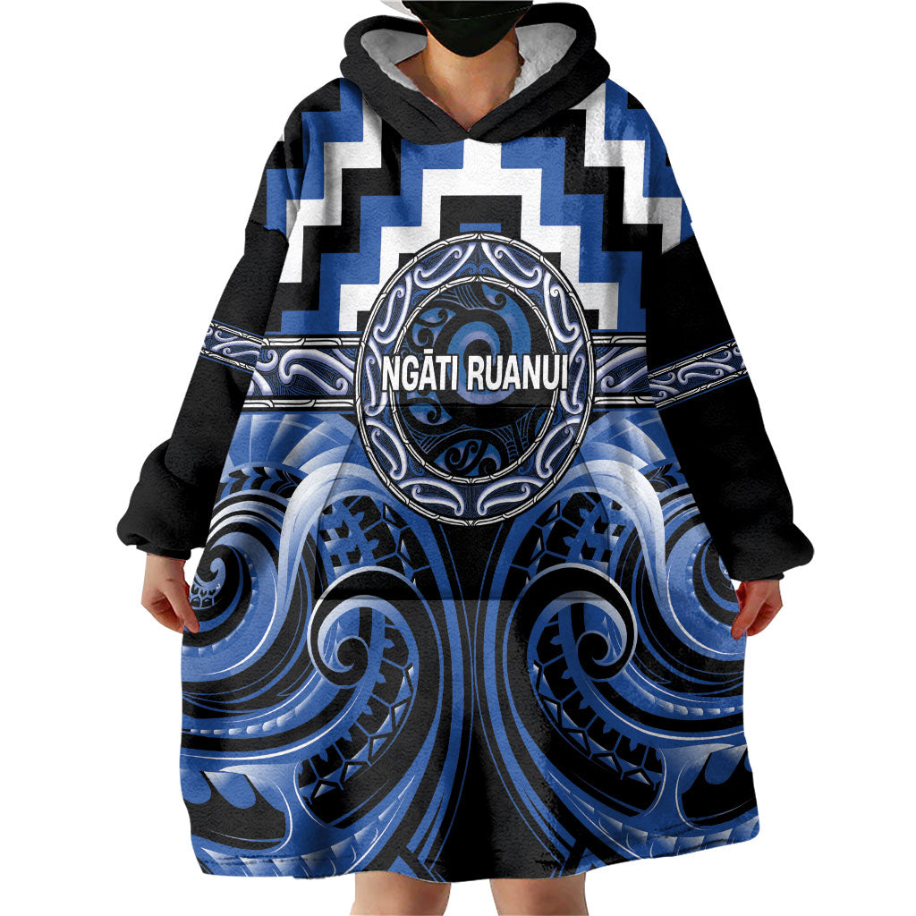Aotearoa Ngati Ruanui Personalised Wearable Blanket Hoodie Maori Iwi Poutama Puhoro Tattoo
